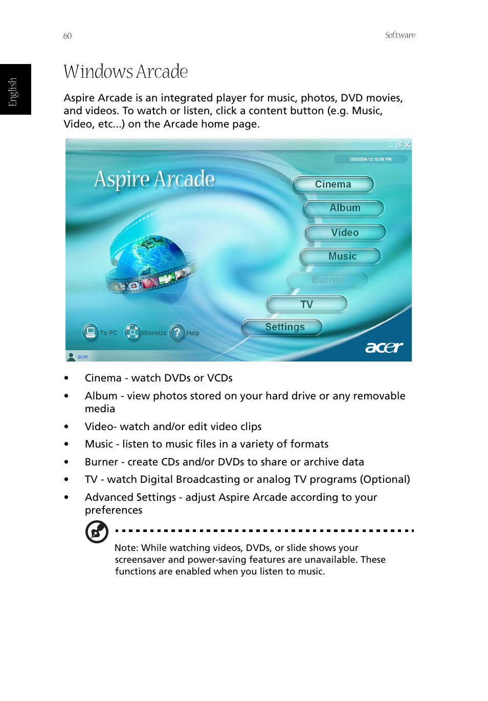 Windows arcade | Acer Aspire 1800 User Manual | Page 70 / 114