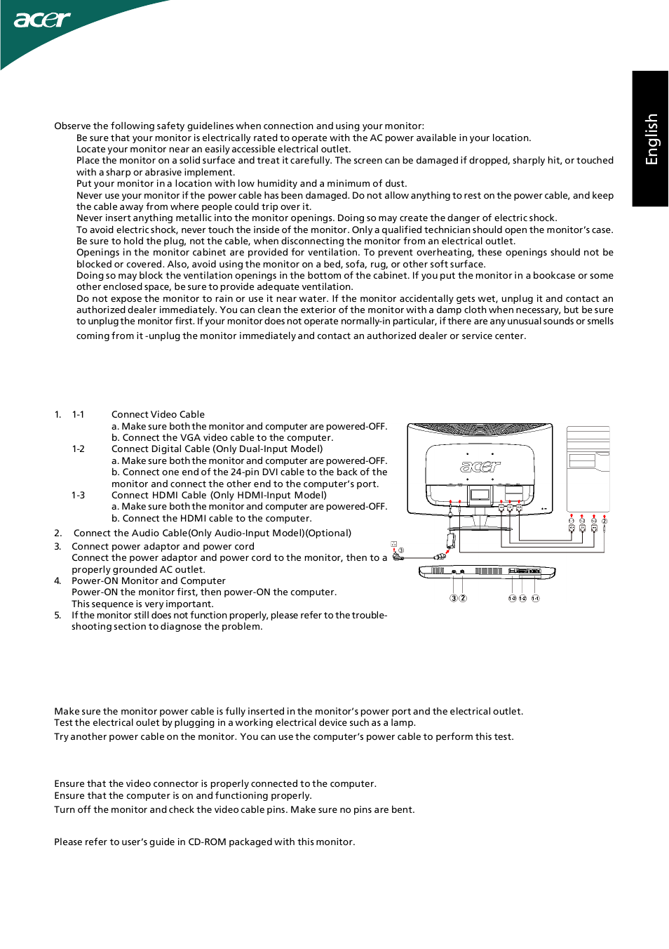 Acer H274HL User Manual | 2 pages