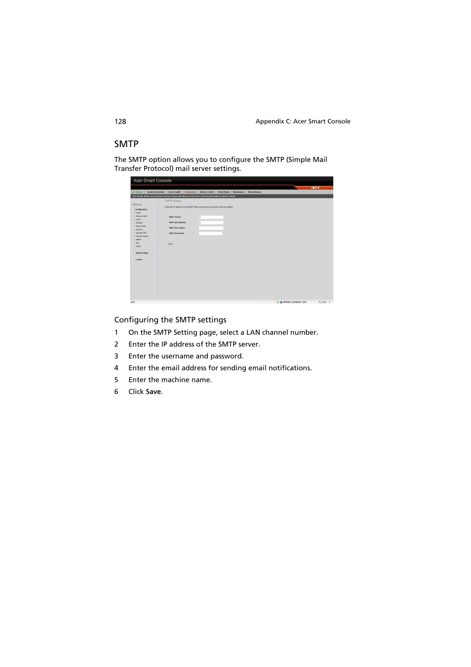 Smtp | Acer AR160 F1 User Manual | Page 144 / 162