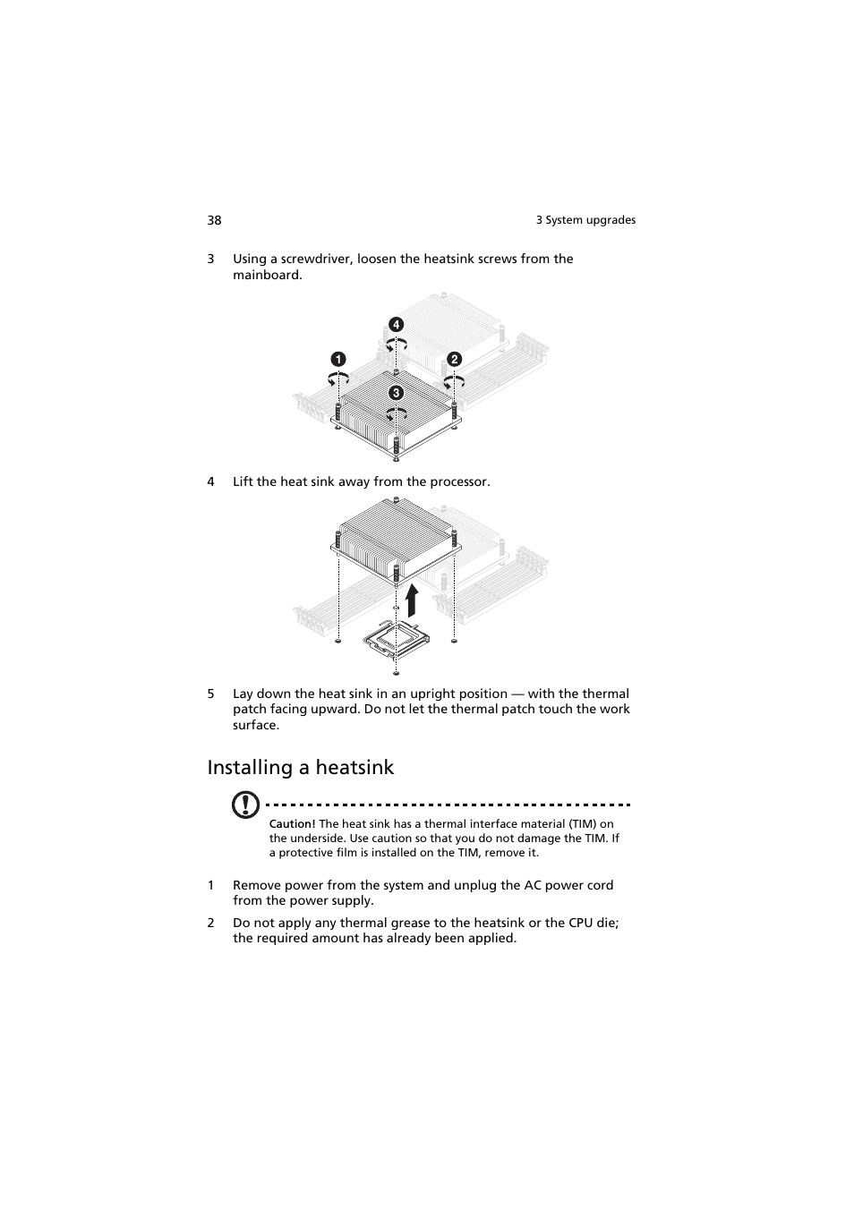 Installing a heatsink | Acer AR160 F1 User Manual | Page 54 / 162