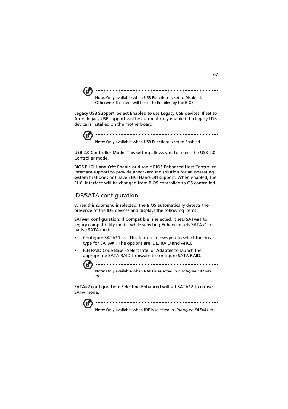 Ide/sata configuration | Acer AR160 F1 User Manual | Page 83 / 162