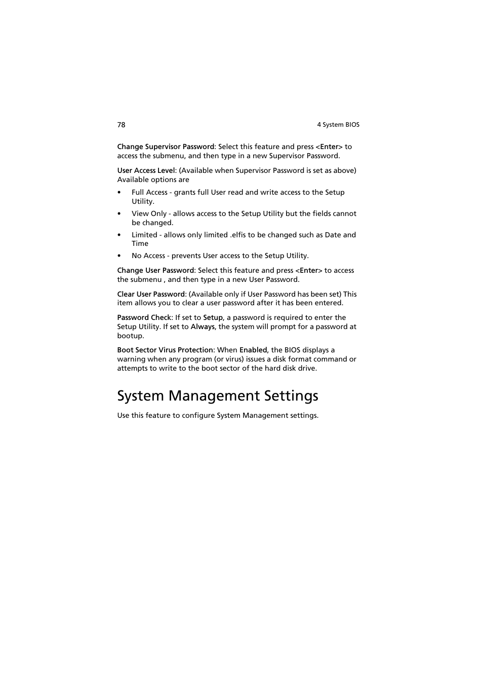 System management settings | Acer AR160 F1 User Manual | Page 94 / 162