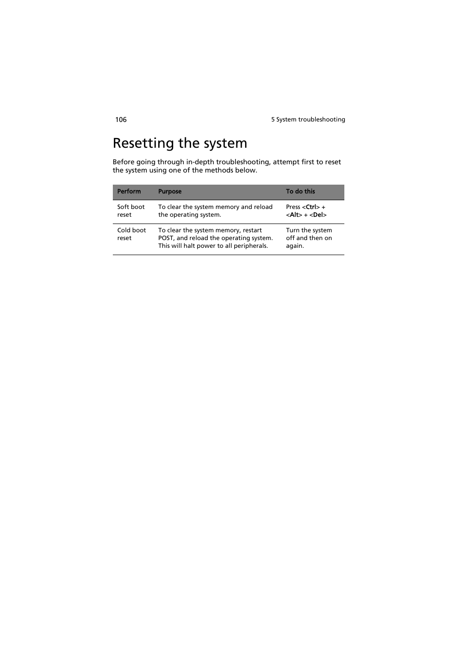 Resetting the system | Acer AT350 F1 User Manual | Page 118 / 184