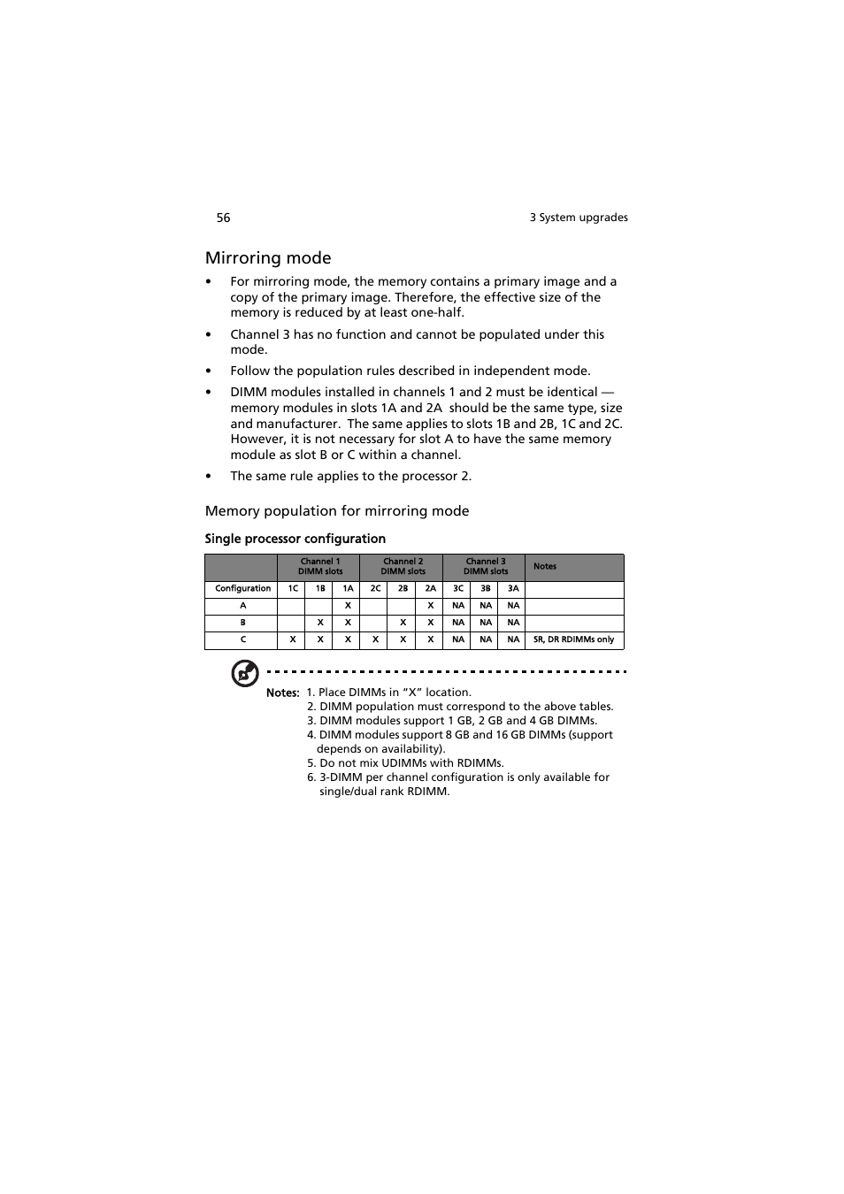 Mirroring mode, Single processor configuration | Acer AT350 F1 User Manual | Page 68 / 184
