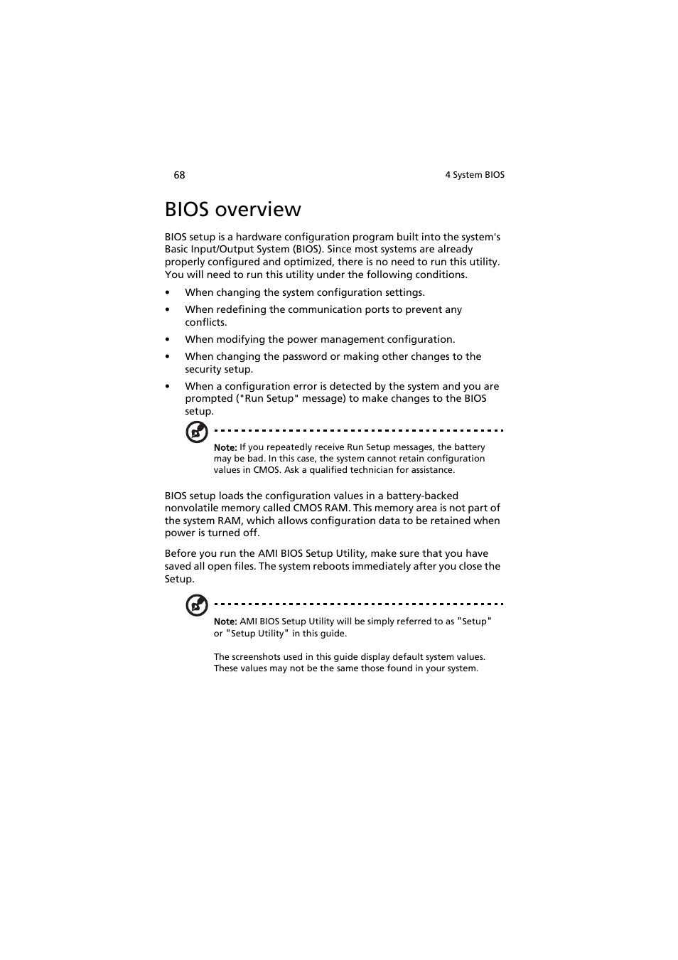 Bios overview | Acer AT350 F1 User Manual | Page 80 / 184