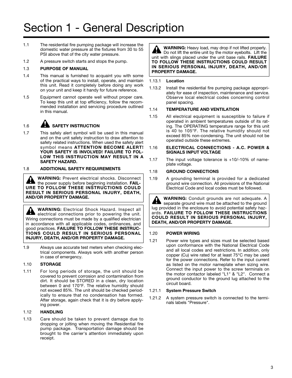 Xylem 19-001-290B Residential Fire Pump Package User Manual | Page 3 / 10