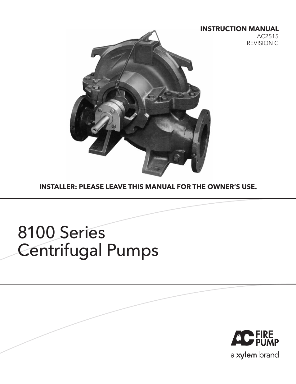 Xylem 8100 Series Centrifugal Pumps AC2515 REV.C User Manual | 63 pages