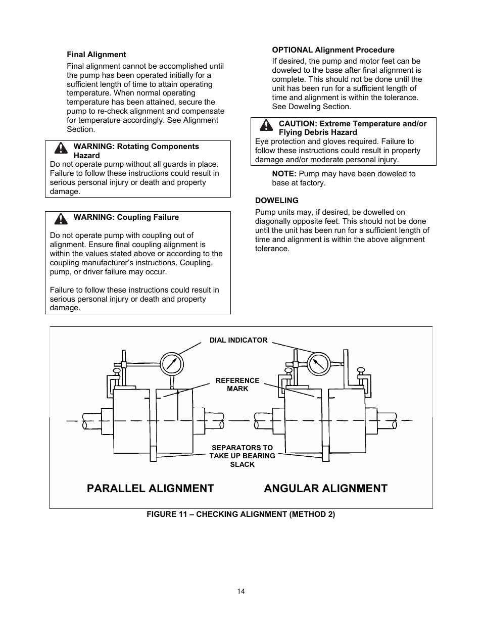 Parallel alignment angular alignment | Xylem 8100 Series Centrifugal Pumps AC2515 REV.C User Manual | Page 14 / 63
