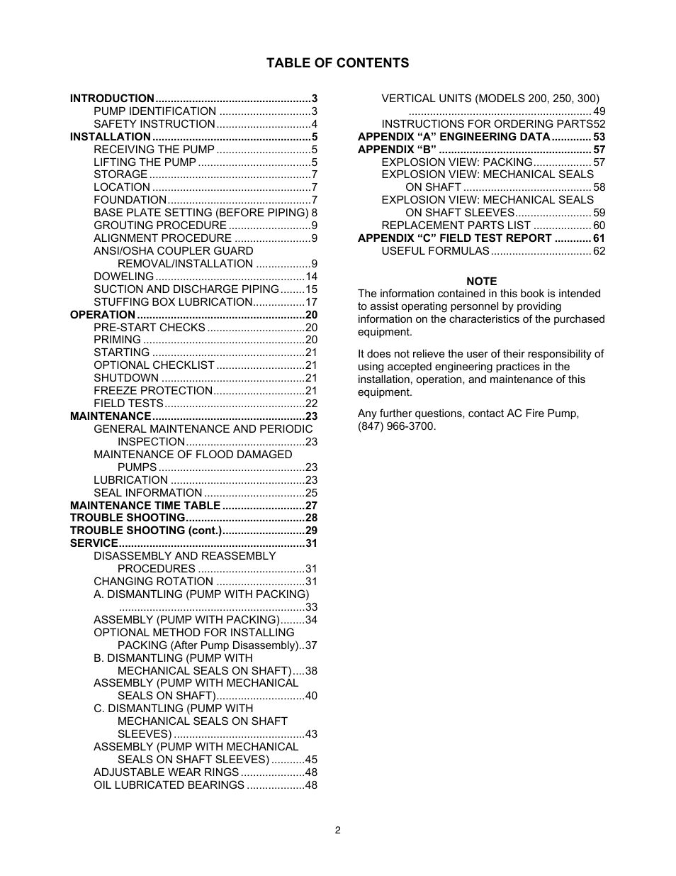 Xylem 8100 Series Centrifugal Pumps AC2515 REV.C User Manual | Page 2 / 63
