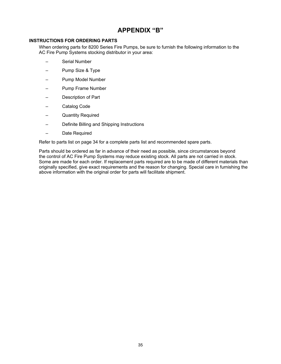 Appendix “b | Xylem 8200 Series Base Mounted Centrifugal Fire Pumps AC2675 REV.C User Manual | Page 35 / 38