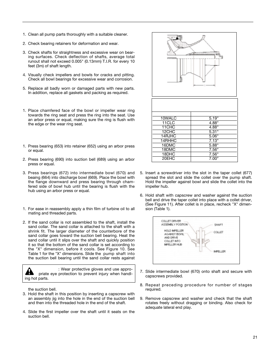 Inspection & replacement | Xylem A-C Fire Pump – Vertical Turbine Fire Pump AC8499 User Manual | Page 21 / 28