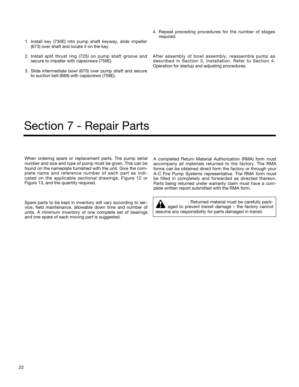 Xylem A-C Fire Pump – Vertical Turbine Fire Pump AC8499 User Manual | Page 22 / 28