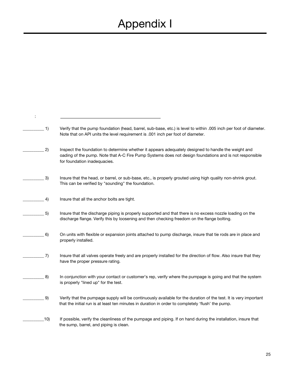 Appendix i | Xylem A-C Fire Pump – Vertical Turbine Fire Pump AC8499 User Manual | Page 25 / 28