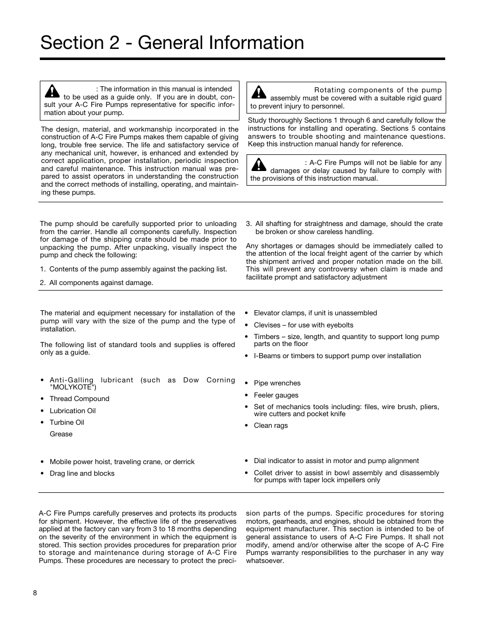 Storage, Introduction | Xylem A-C Fire Pump – Vertical Turbine Fire Pump AC8499 User Manual | Page 8 / 28