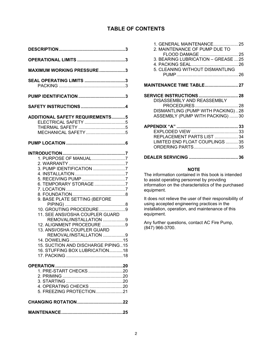 Xylem 9100 Series Base Mounted Centrifugal Fire Pumps AC8585 REV.C User Manual | Page 2 / 37