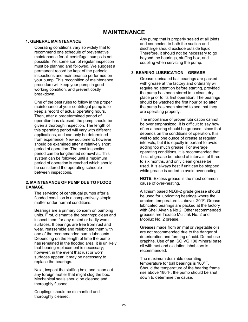 Maintenance | Xylem 9100 Series Base Mounted Centrifugal Fire Pumps AC8585 REV.C User Manual | Page 25 / 37