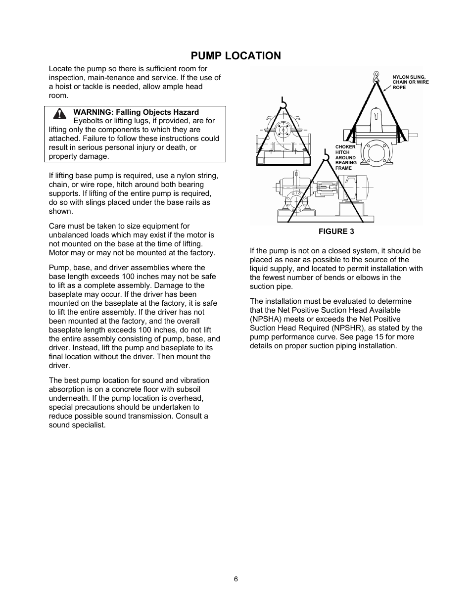 Pump location | Xylem 9100 Series Base Mounted Centrifugal Fire Pumps AC8585 REV.C User Manual | Page 6 / 37