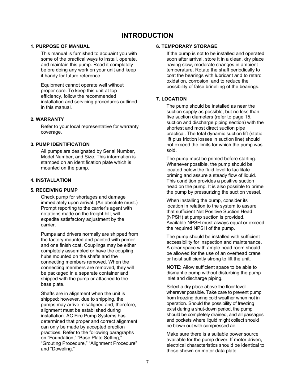Introduction | Xylem 9100 Series Base Mounted Centrifugal Fire Pumps AC8585 REV.C User Manual | Page 7 / 37