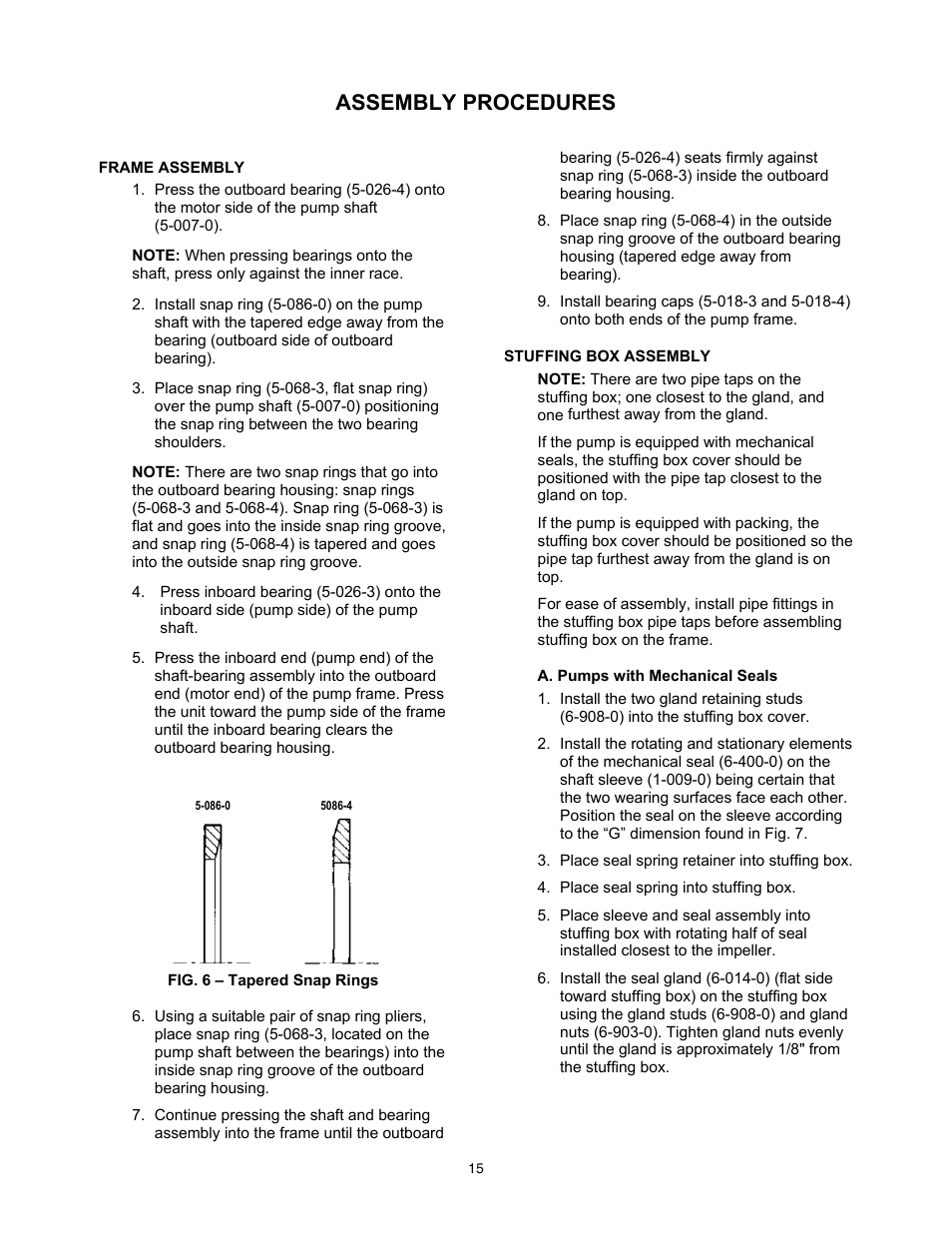 Assembly proced, Ures | Xylem 2000 Series Frame Mounted Pumps AC8652 REV.C User Manual | Page 15 / 20