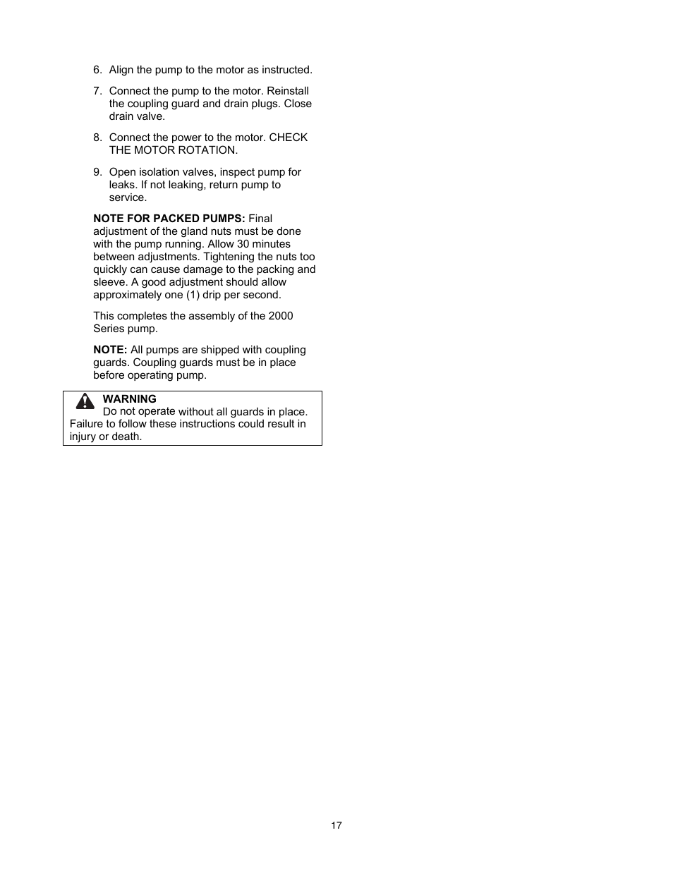 Xylem 2000 Series Frame Mounted Pumps AC8652 REV.C User Manual | Page 17 / 20