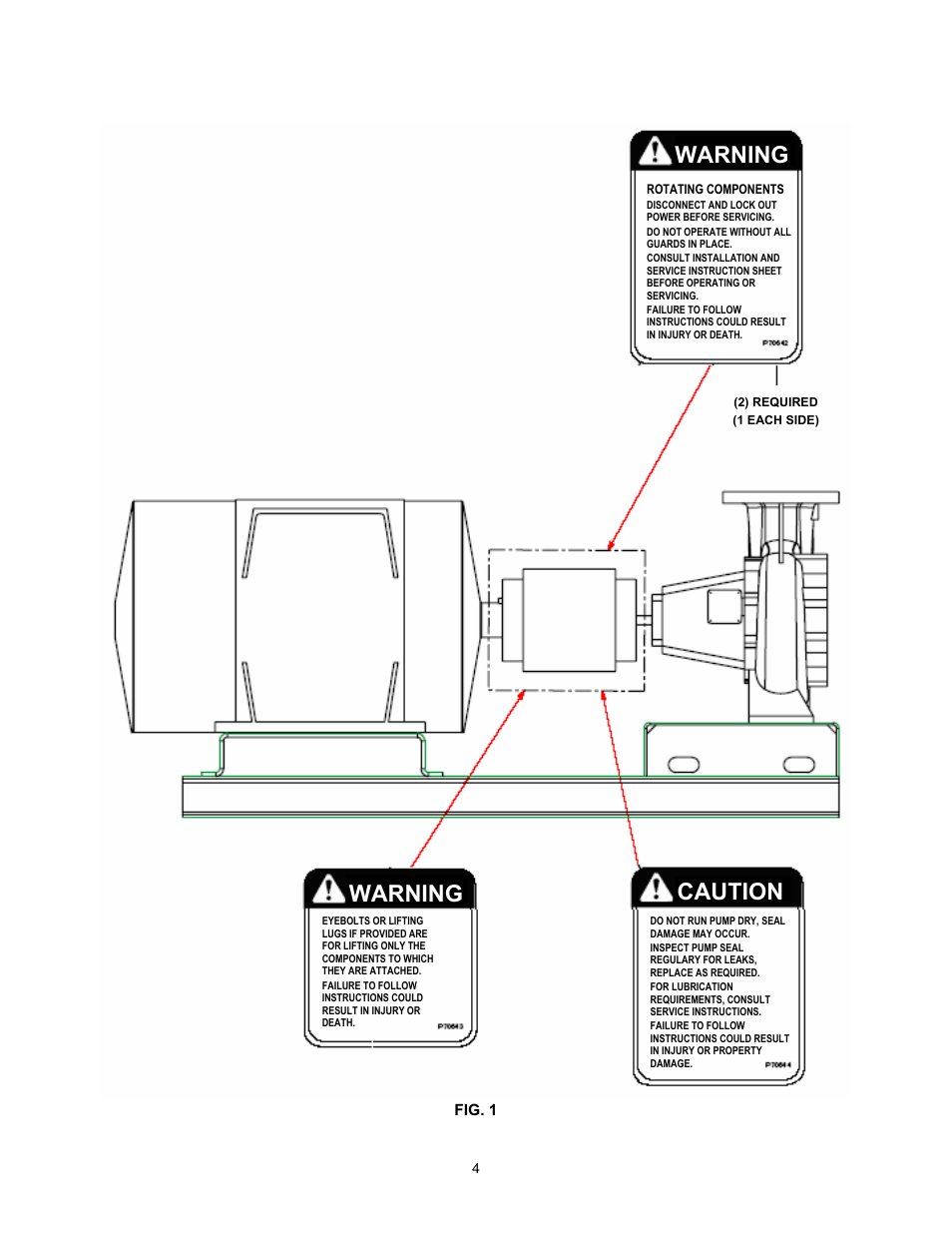 Warning, Warning caution | Xylem 2000 Series Frame Mounted Pumps AC8652 REV.C User Manual | Page 4 / 20