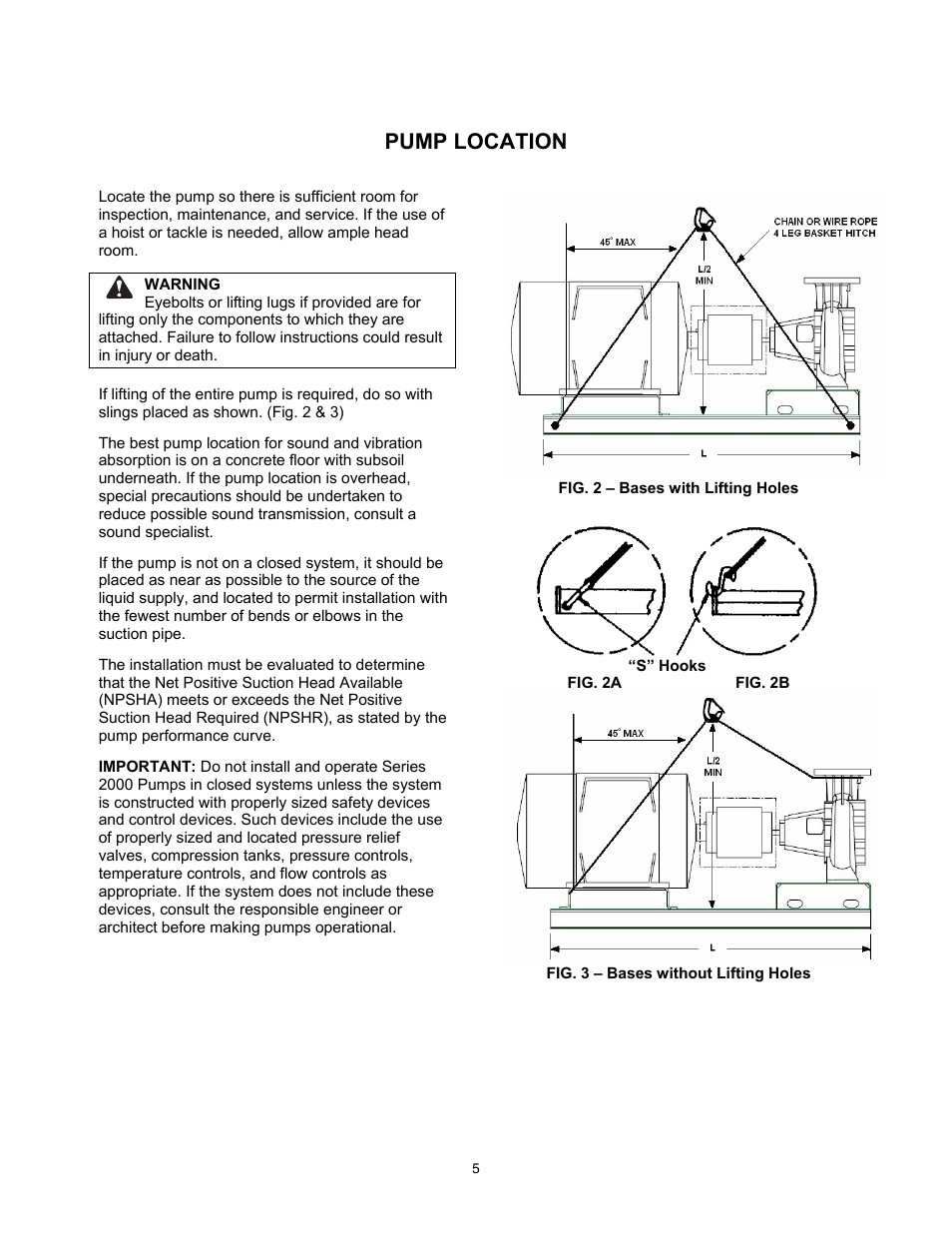 Pump location | Xylem 2000 Series Frame Mounted Pumps AC8652 REV.C User Manual | Page 5 / 20