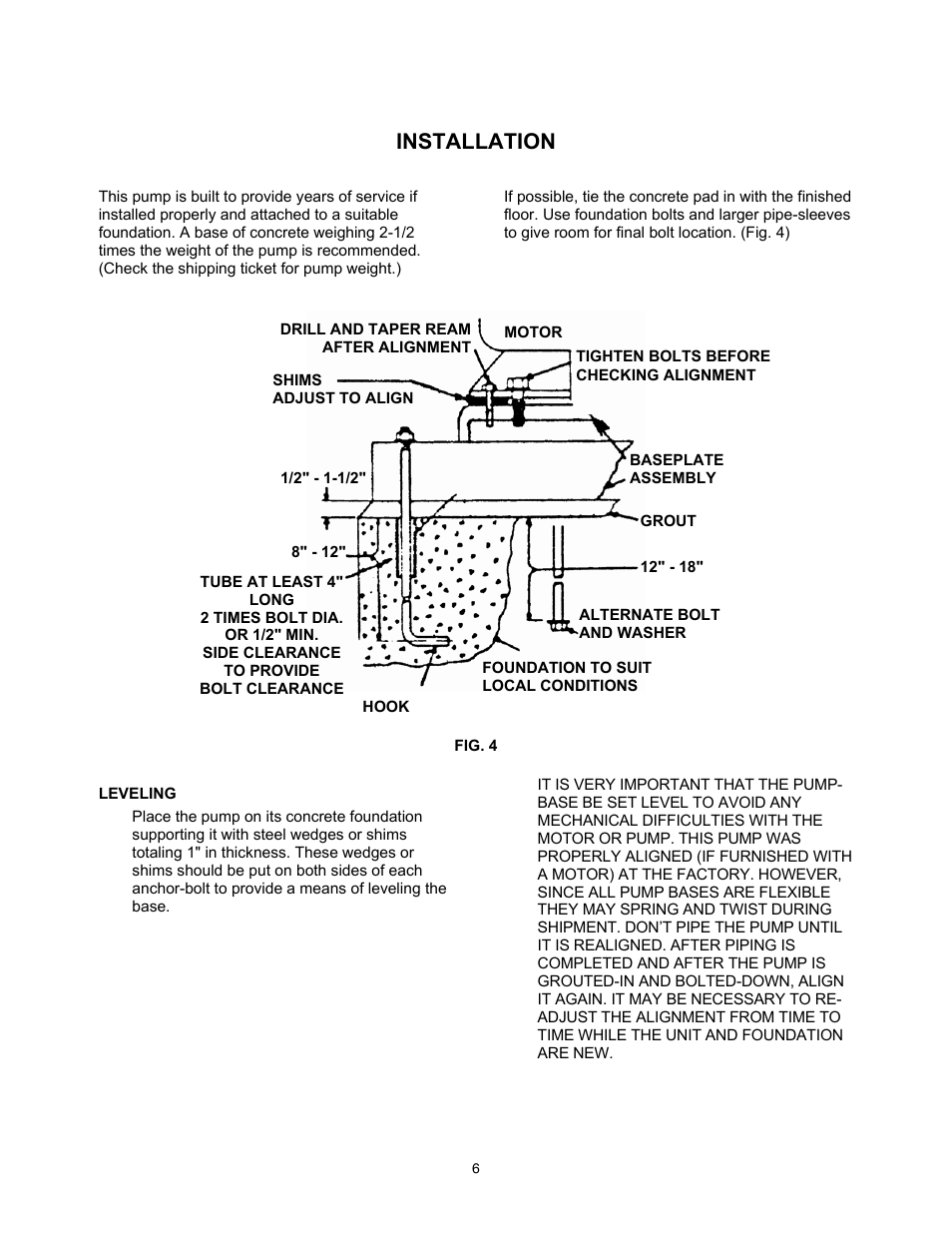 Installation | Xylem 2000 Series Frame Mounted Pumps AC8652 REV.C User Manual | Page 6 / 20