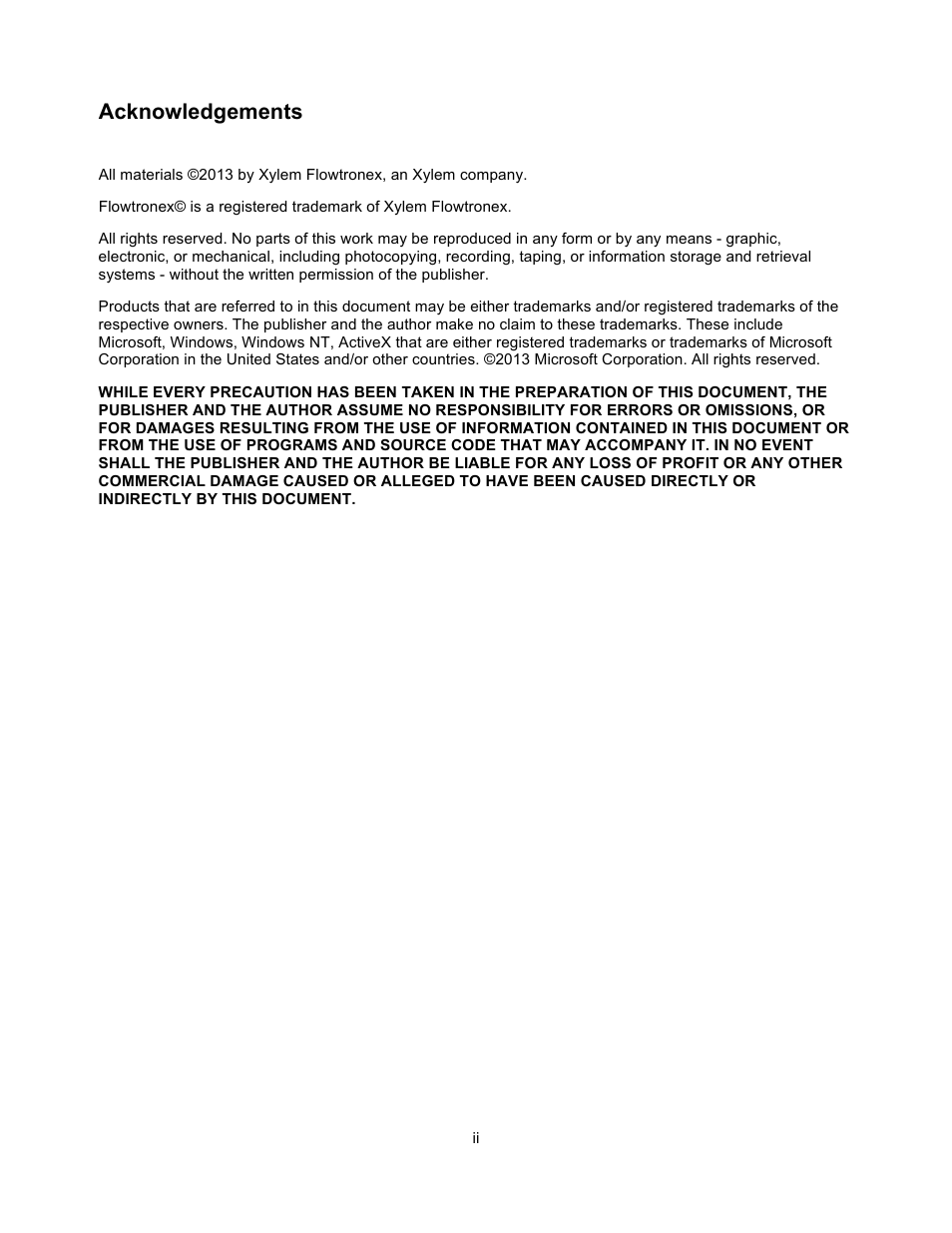 Acknowledgements | Xylem 19 001 200 R2 SILENT STORM VFD Pumping System User Manual | Page 2 / 38