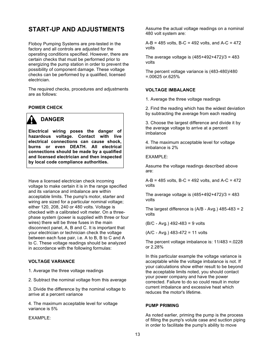 Start-up and adjustments | Xylem 19 001 251 R3 Floboy VFD Pumping System User Manual | Page 17 / 40
