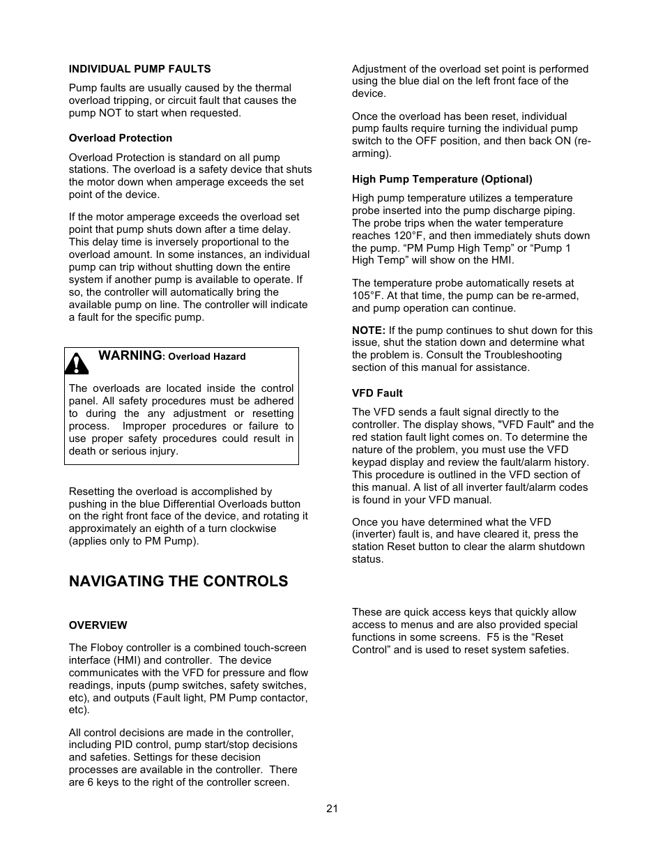Navigating the controls | Xylem 19 001 251 R3 Floboy VFD Pumping System User Manual | Page 25 / 40