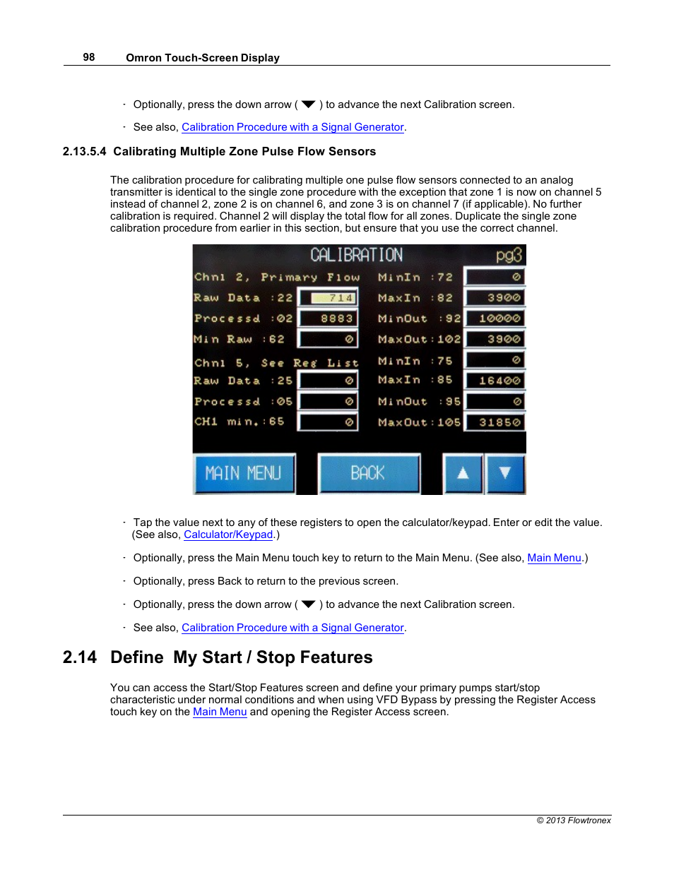 14 define my start / stop features | Xylem 19 001 300 R2 Silent Storm VFD Pumping System OMRON Touch Screen Display Manual User Manual | Page 102 / 162