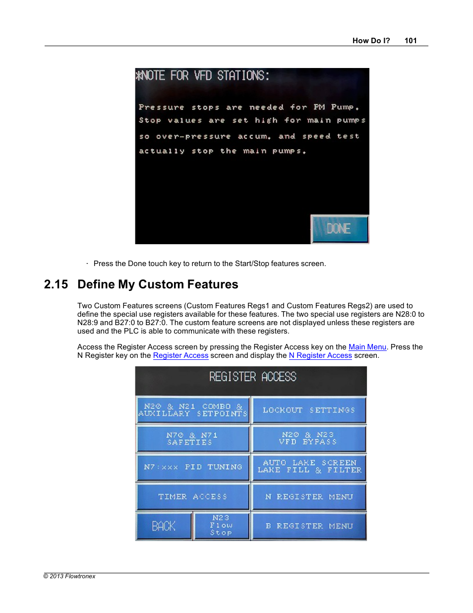 15 define my custom features | Xylem 19 001 300 R2 Silent Storm VFD Pumping System OMRON Touch Screen Display Manual User Manual | Page 105 / 162