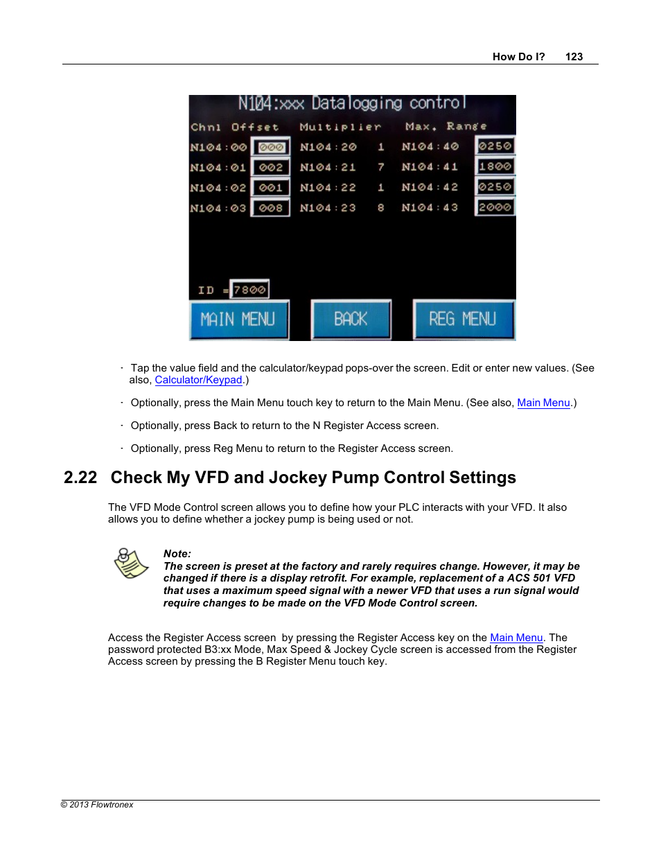 22 check my vfd and jockey pump control settings | Xylem 19 001 300 R2 Silent Storm VFD Pumping System OMRON Touch Screen Display Manual User Manual | Page 127 / 162