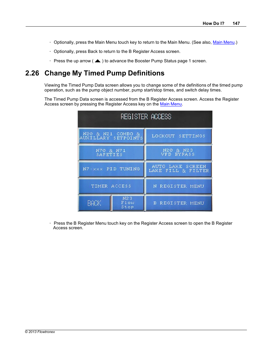 26 change my timed pump definitions | Xylem 19 001 300 R2 Silent Storm VFD Pumping System OMRON Touch Screen Display Manual User Manual | Page 151 / 162