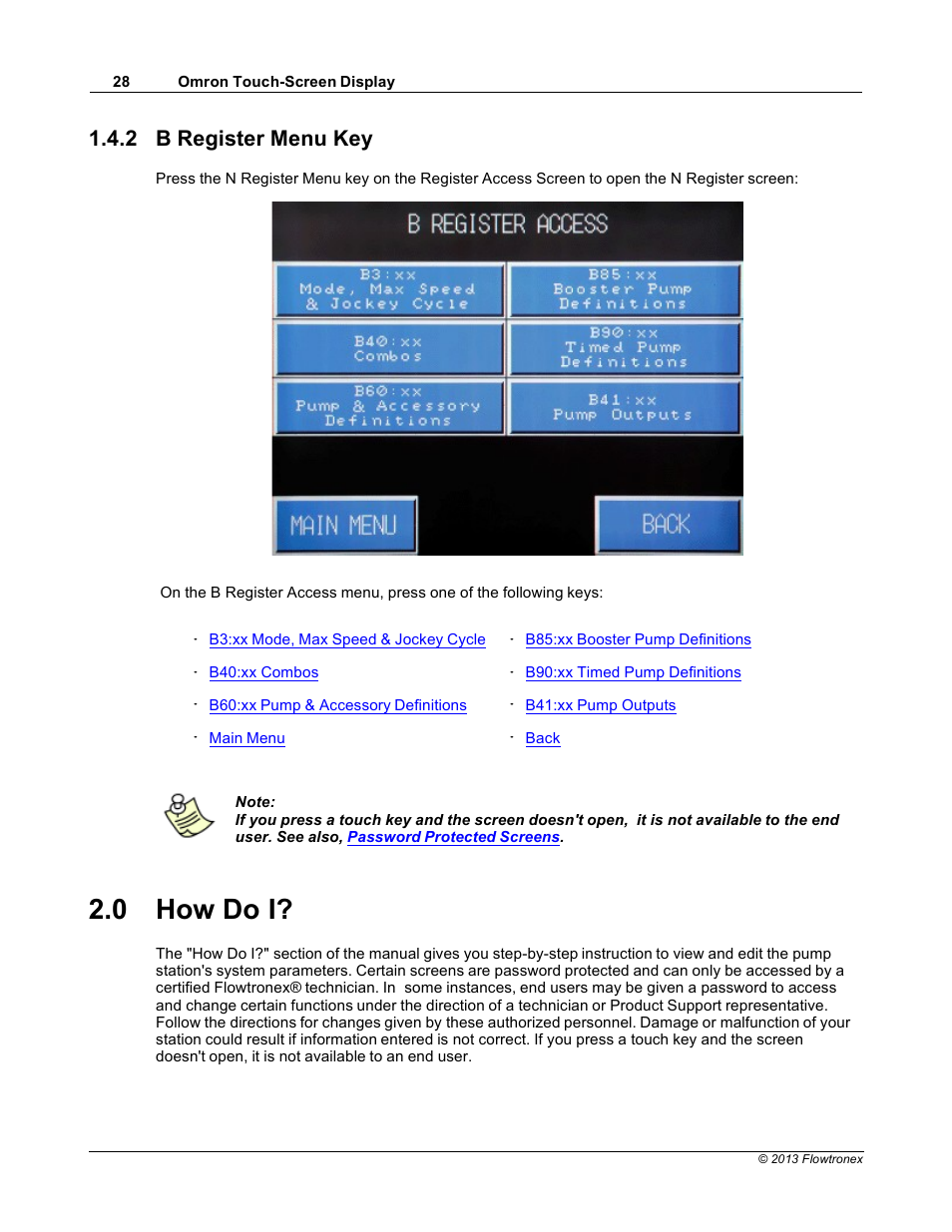 0 how do i, 2 b register menu key | Xylem 19 001 300 R2 Silent Storm VFD Pumping System OMRON Touch Screen Display Manual User Manual | Page 32 / 162