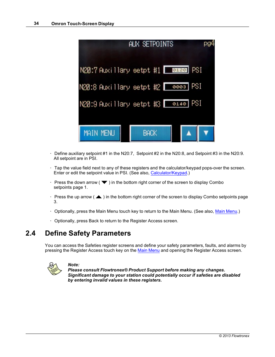 4 define safety parameters | Xylem 19 001 300 R2 Silent Storm VFD Pumping System OMRON Touch Screen Display Manual User Manual | Page 38 / 162