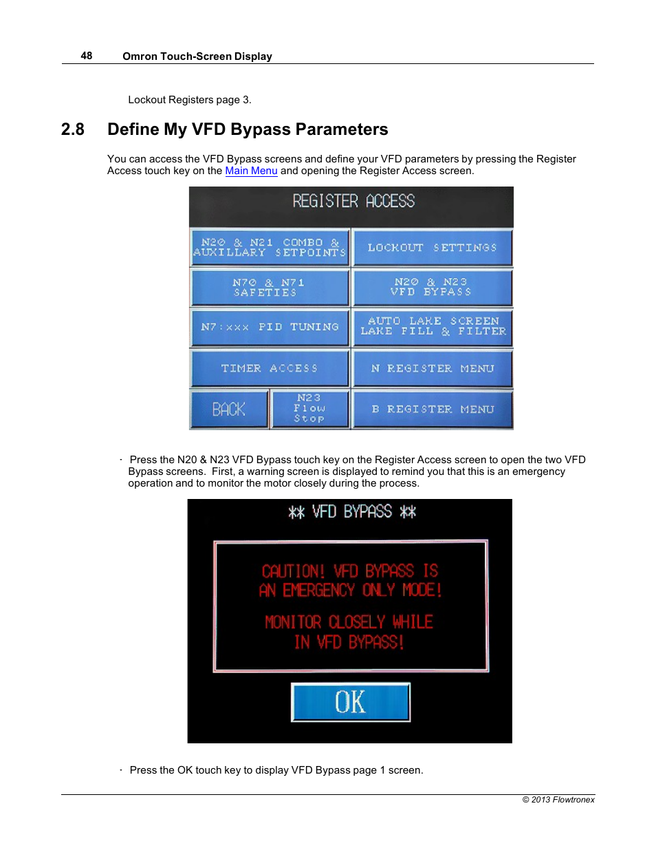 8 define my vfd bypass parameters | Xylem 19 001 300 R2 Silent Storm VFD Pumping System OMRON Touch Screen Display Manual User Manual | Page 52 / 162