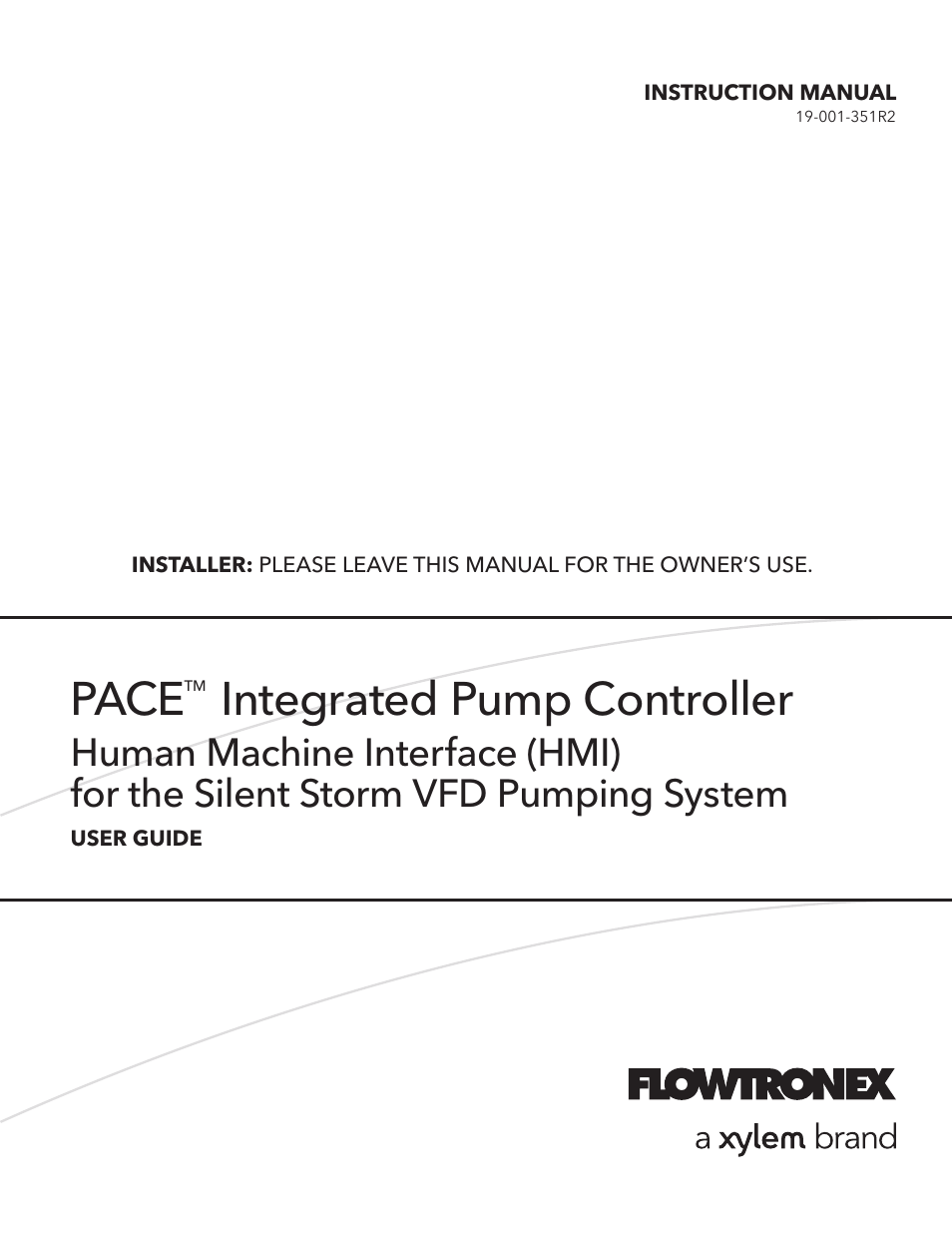 Xylem 19 001 351R2 PACE Integrated Pump Controller Human Machine Interface (HMI) for the Silent Storm VFD Pumping System – User Guide User Manual | 28 pages