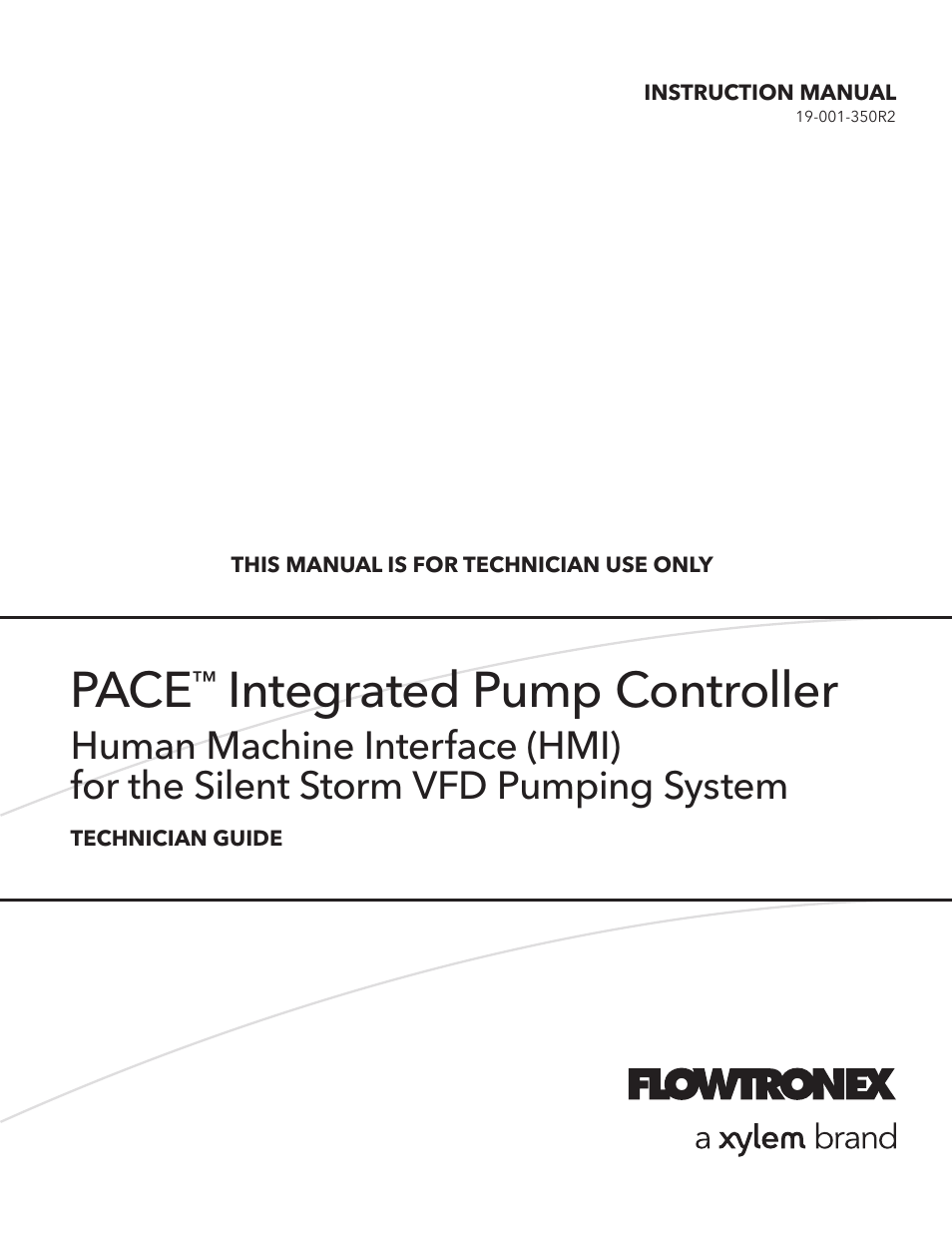 Xylem 19-001-350R2 PACE Integrated Pump Controller Human Machine Interface (HMI) for the Silent Storm VFD Pumping System – Technician Guide User Manual | 54 pages