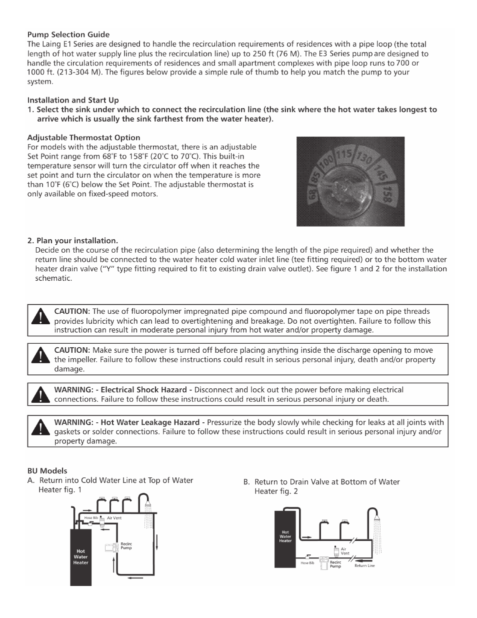 Xylem A 00 091 376A Series E1 and E3 Instant Hot Water Recirculating Systems User Manual | Page 2 / 6