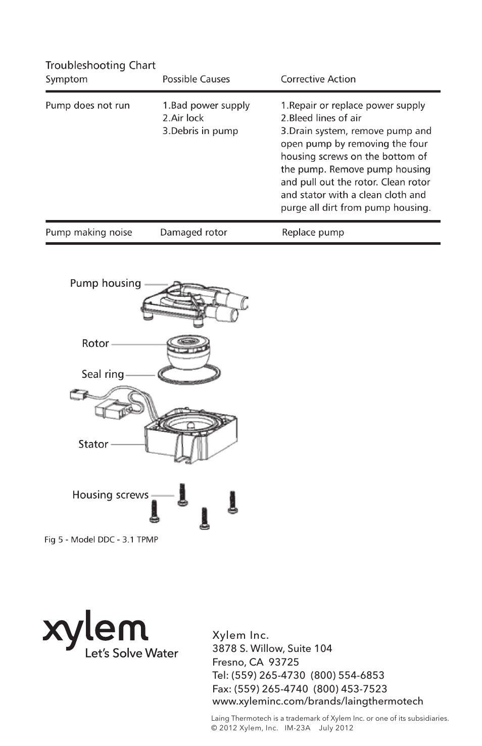 Xylem IM 23A Electronic Cooling Pump Series DDC User Manual | Page 4 / 4