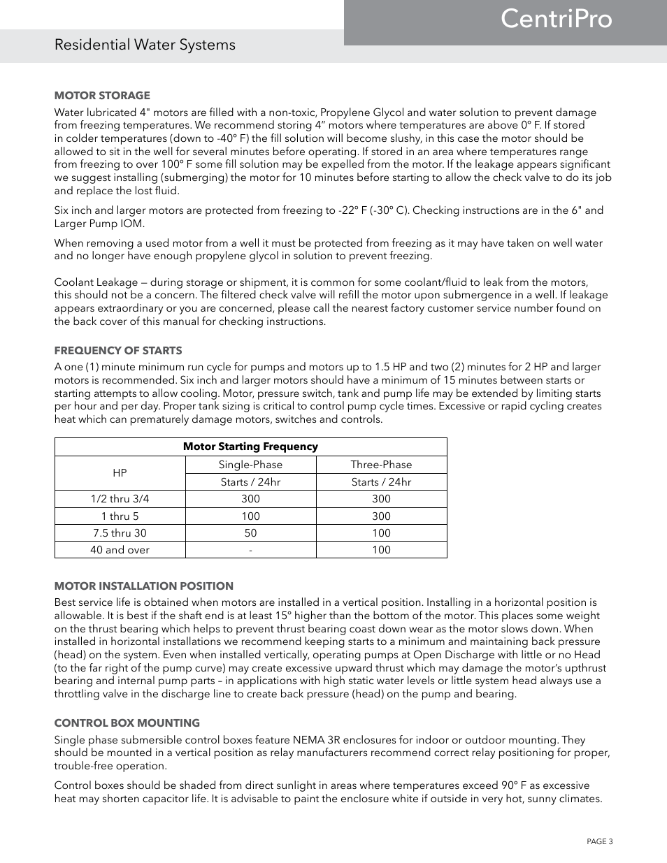 Centripro, Residential water systems | Xylem BMAID R4 User Manual | Page 3 / 52