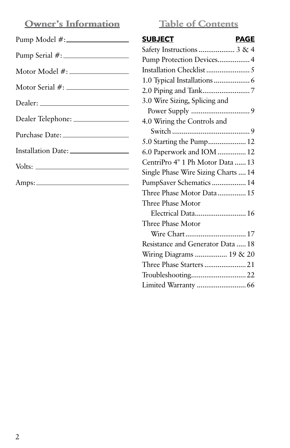 Xylem IM116 R04 4 Submersible Pumps User Manual | Page 2 / 68