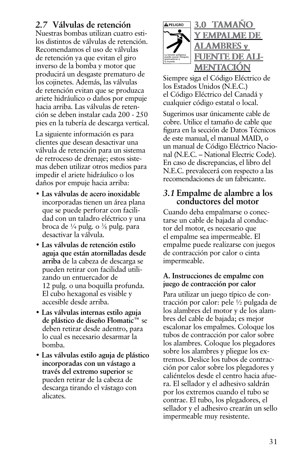 7 válvulas de retención, 1 empalme de alambre a los conductores del motor | Xylem IM116 R04 4 Submersible Pumps User Manual | Page 31 / 68