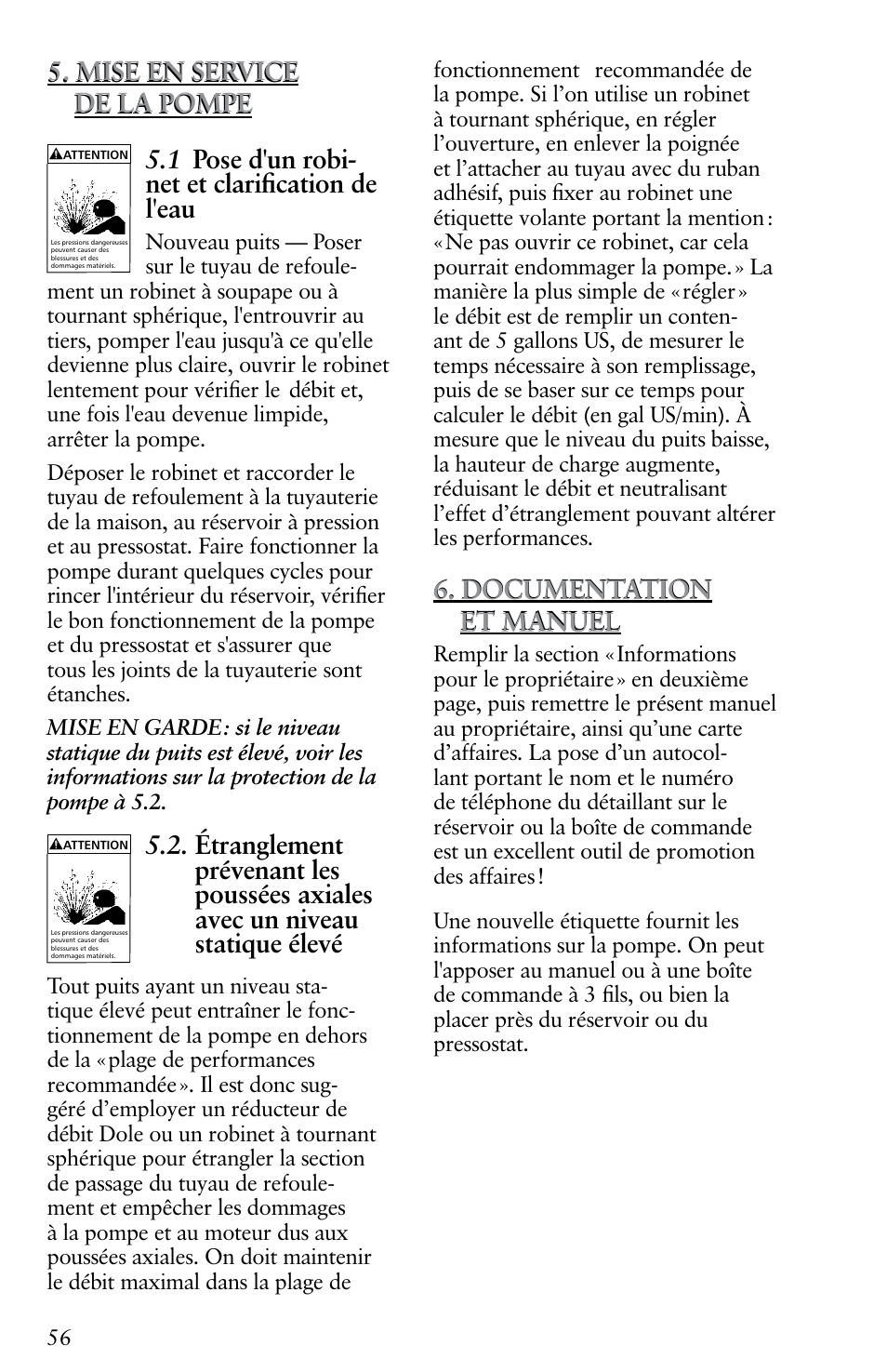Documentation et manuel | Xylem IM116 R04 4 Submersible Pumps User Manual | Page 56 / 68