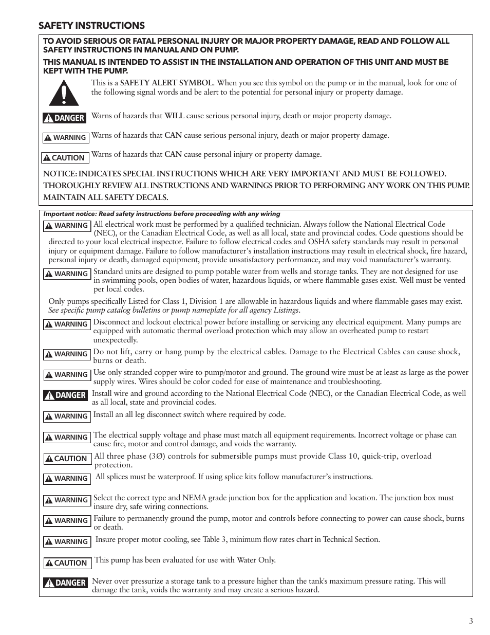 Xylem IM117 R01 5 and Larger Submersible Pump User Manual | Page 3 / 48