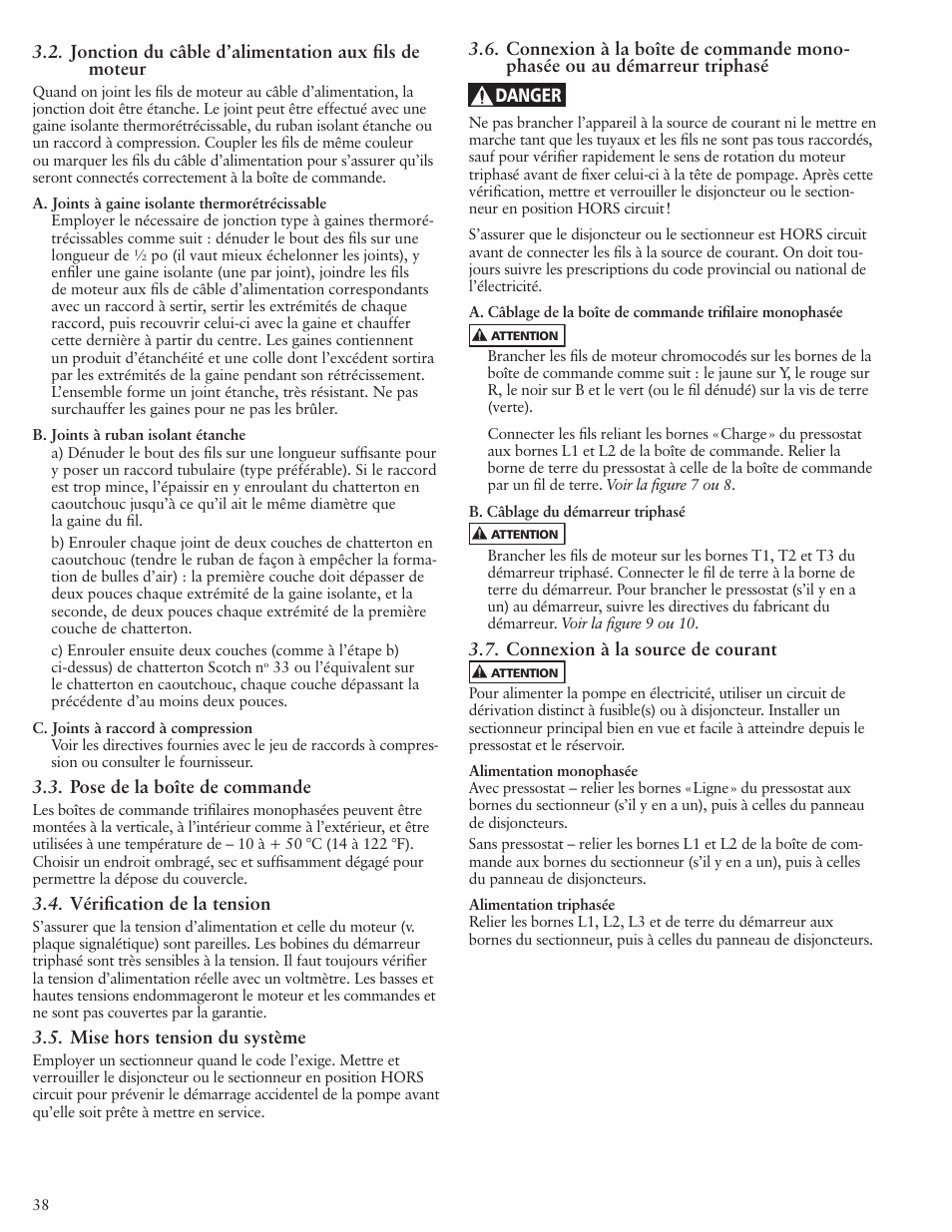 Danger | Xylem IM117 R01 5 and Larger Submersible Pump User Manual | Page 38 / 48