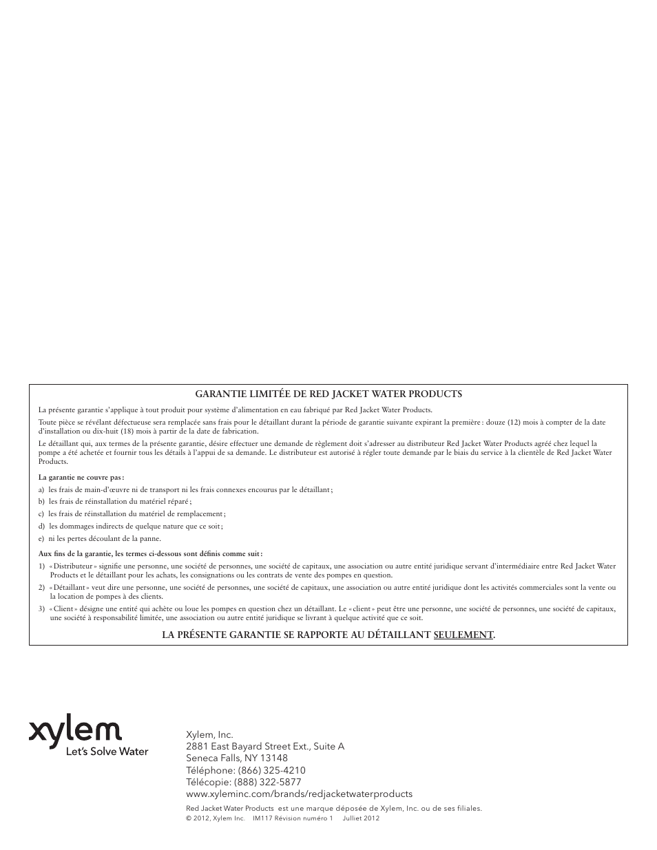 Xylem IM117 R01 5 and Larger Submersible Pump User Manual | Page 48 / 48