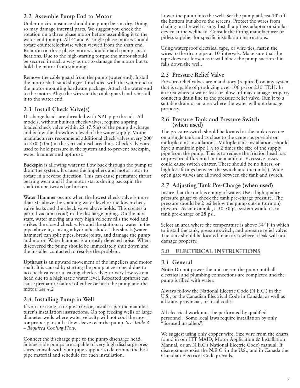 Xylem IM117 R01 5 and Larger Submersible Pump User Manual | Page 5 / 48