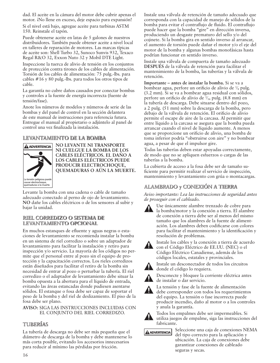 Xylem IM118 R03 Sump Pumps User Manual | Page 16 / 40